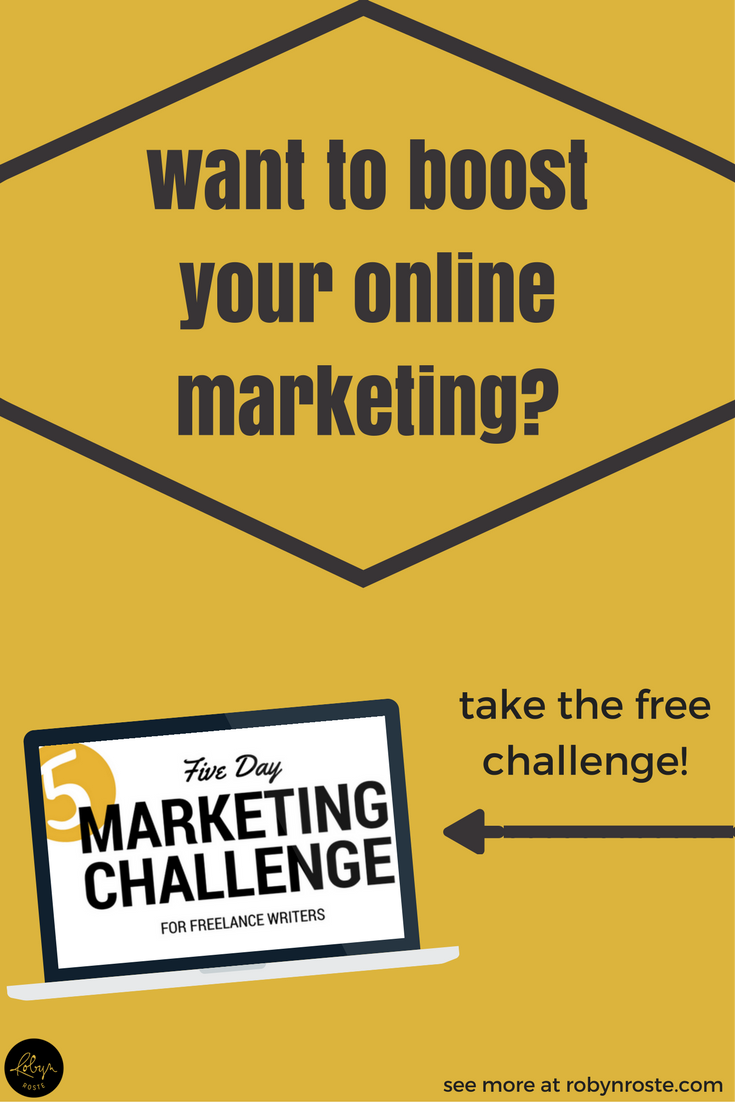 What if I could show you how you could incorporate marketing into your day...just a bit...a manageable amount...and then teach you how to streamline and automate it so you could reach your freelance writing goals without adding more to your to-do list? Well I can, and it all starts with my free five-day marketing challenge for freelance writers. Are you up for the challenge?