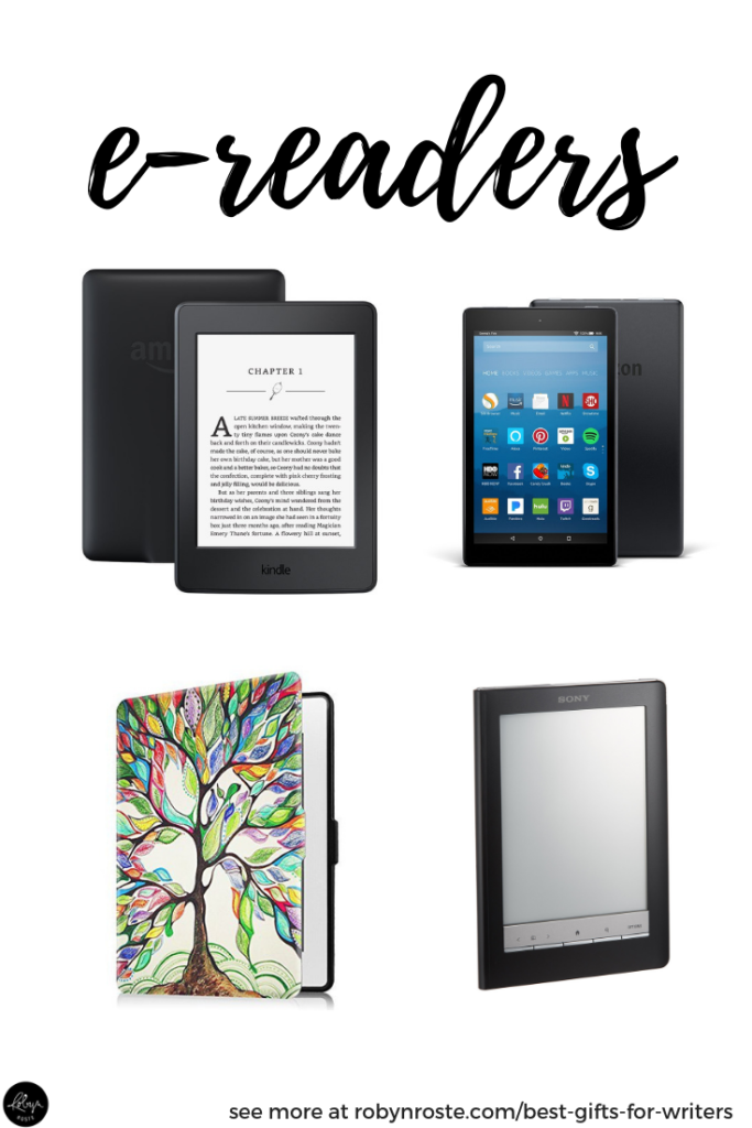 Gifts for writers. Writers love real life books but they're also realists. Where do they put all those books they read? Which is why you should get the writer on your list an e-reader. Here are a few options!
